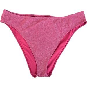 Good American Bikini Swim Bottoms Plus Size 8 / 5X Hawaiian Pink Metallic NWT
